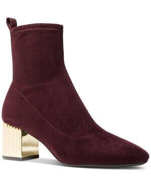 Michael Kors Porter Mid Bootie in Merlot Stretch Suede Sock Boot